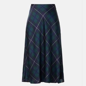 Lauren Ralph Lauren Plaid Satin Charmeuse Midi Skirt A-Line Midi Pull On Size 2